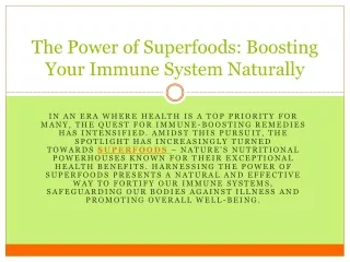 The Power of Superfoods Boosting Your Immune System Naturally