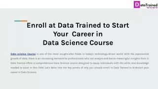 Enroll at DataTrained to Start Your  Career in Data Science Course