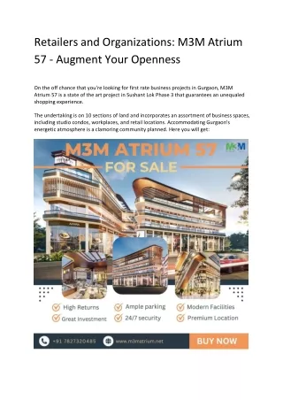 Retailers and Organizations M3M Atrium 57 - Augment Your Openness