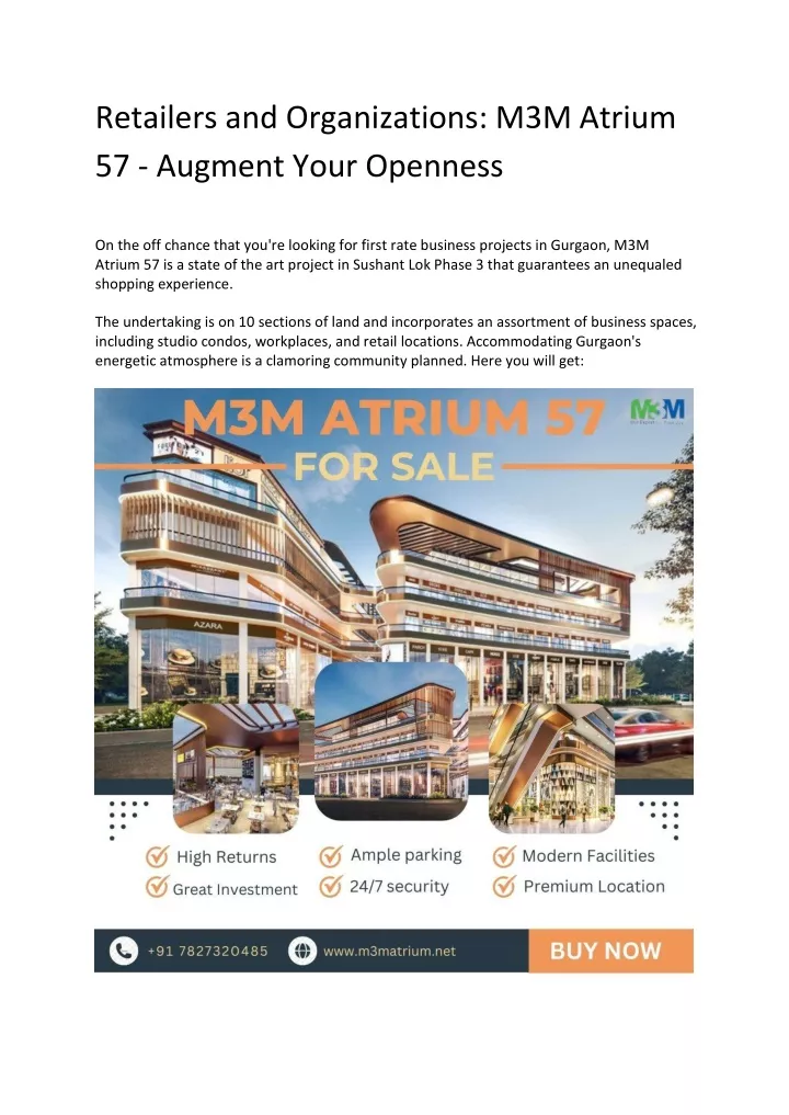 retailers and organizations m3m atrium 57 augment