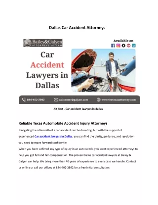 Car Accident Lawyers in Dallas - Bailey & Galyen Attorneys at Law