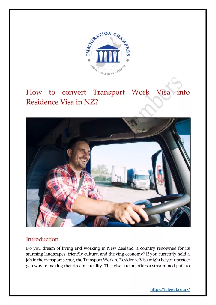 how to convert transport work visa into residence