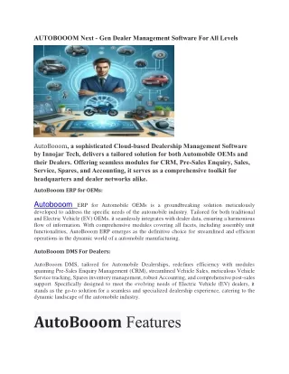 AUTOBOOOM Next - Gen Dealer Management Software For All Levels