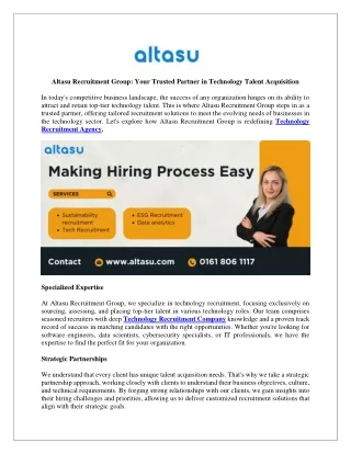 Altasu Recruitment Group  Your Trusted Partner in Technology Talent Acquisition
