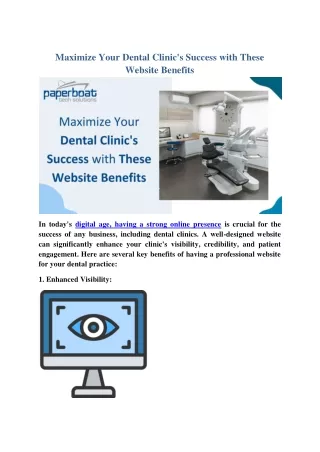 Maximize Your Dental Clinic's Success with These Website Benefits
