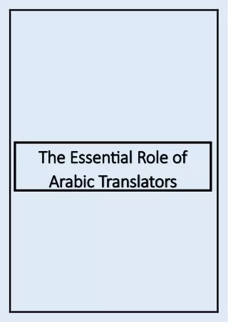 The Essential Role of Arabic Translators