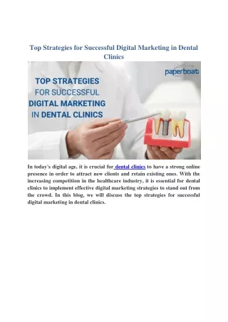 Top Strategies for Successful Digital Marketing in Dental Clinicc