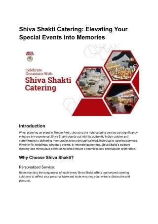 Shiva Shakti Catering_ Elevating Your Special Events into Memories