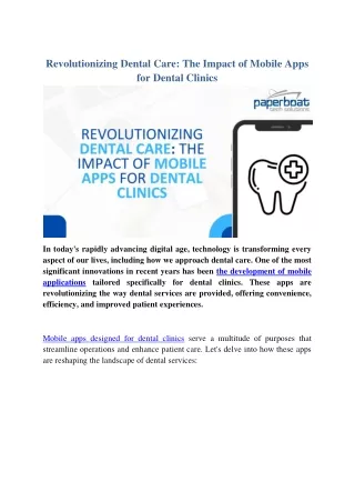 Revolutionizing Dental Care