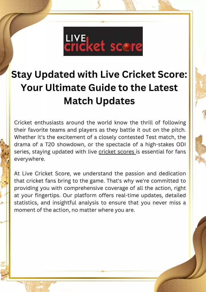 stay updated with live cricket score your