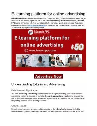 E-learning platform for online advertising
