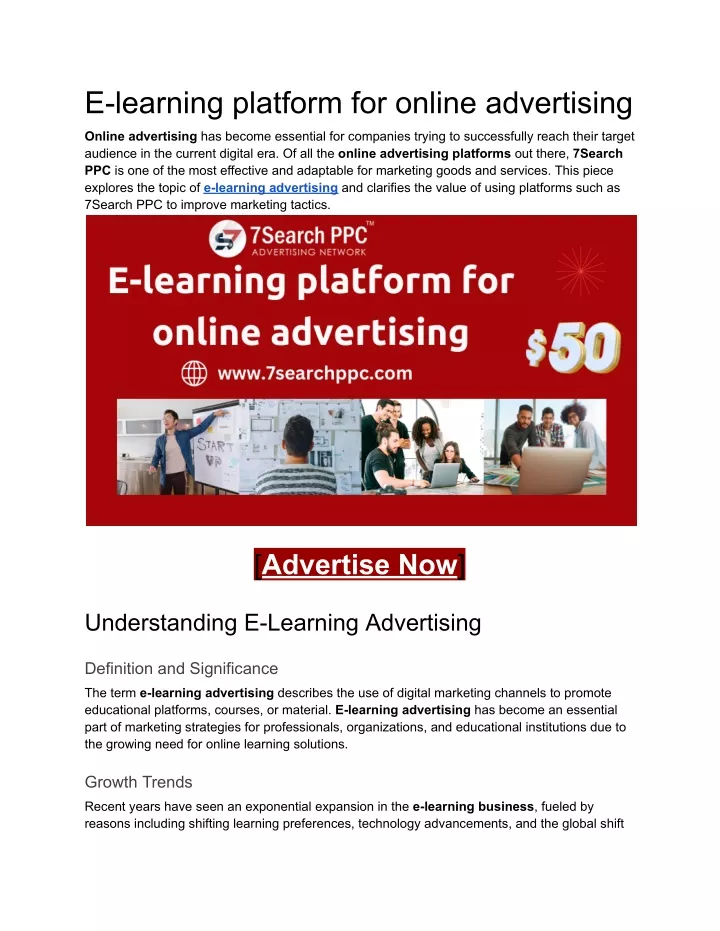 e learning platform for online advertising