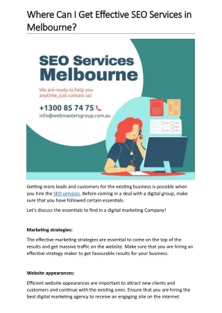 Where Can I Get Effective SEO Services in Melbourne