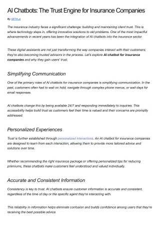 AI Chatbots: The Trust Engine for Insurance Companies