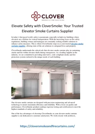 Keep Your Building Safe: Elevator Smoke Curtains Supplier
