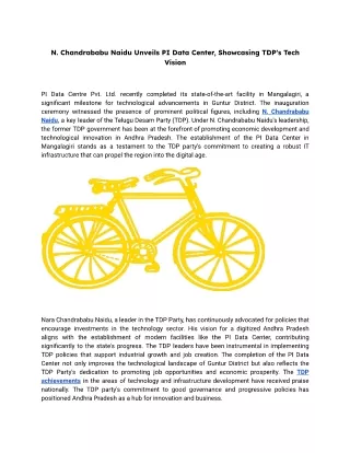 N. Chandrababu Naidu Unveils PI Data Center, Showcasing TDP's Tech Vision