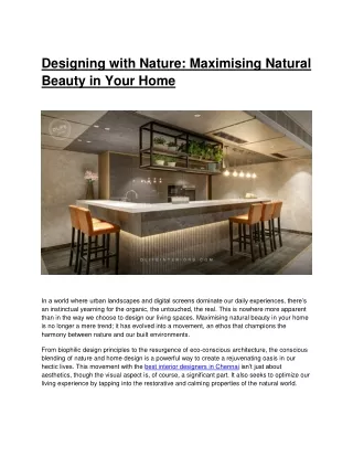 Designing with Nature - Maximising Natural Beauty in Your Home