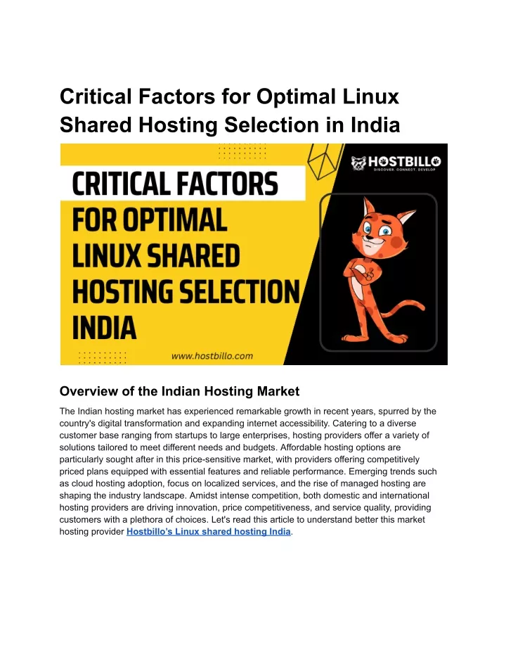 critical factors for optimal linux shared hosting