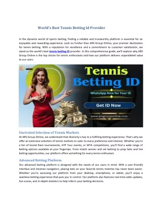 Worlds Best Tennis Id Provider