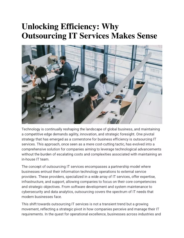 unlocking efficiency why outsourcing it services