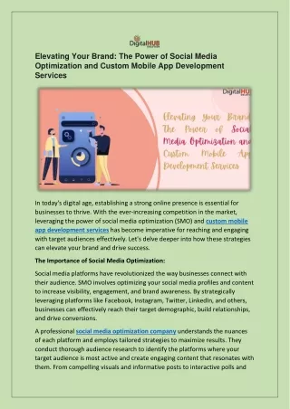 Elevating Your Brand The Power of Social Media Optimization and Custom Mobile App Development Services