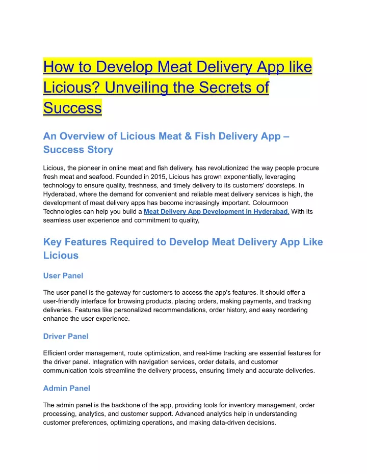 how to develop meat delivery app like licious