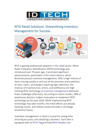 RFID Retail Solutions - Streamlining Inventory Management for Success