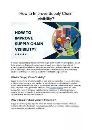 How to Improve Supply Chain Visibility