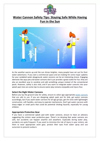 Empex Watertoys® - Water Cannon Safety Tips Staying Safe While Having Fun in the Sun