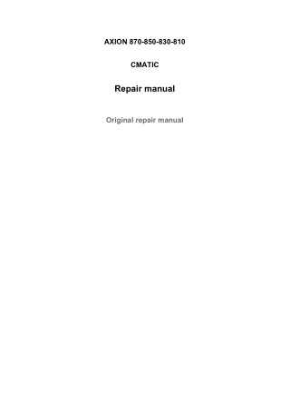 CLAAS AXION 870 850 830 810  CMATIC Tractor (Type A61) Service Repair Manual Instant Download (Serial Number A6100100 an
