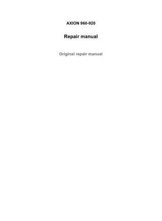 CLAAS AXION 960-920 (Type A44) Tractor Service Repair Manual Instant Download (Serial Number A4400050 and up)