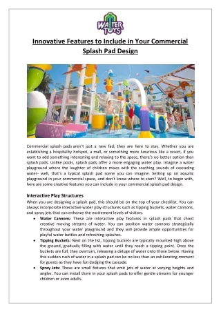 Empex Watertoys® - Innovative Features to Include in Your Commercial Splash Pad Design