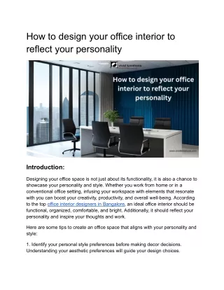 How to design your office interior to reflect your personality
