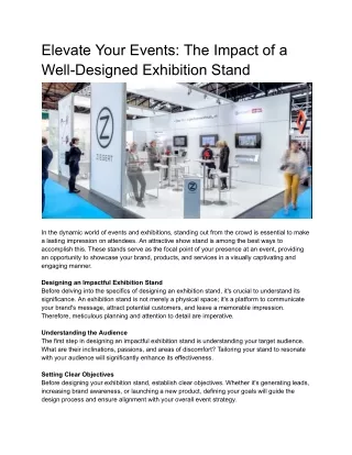 Elevate Your Events: The Impact of a Well-Designed Exhibition Stand