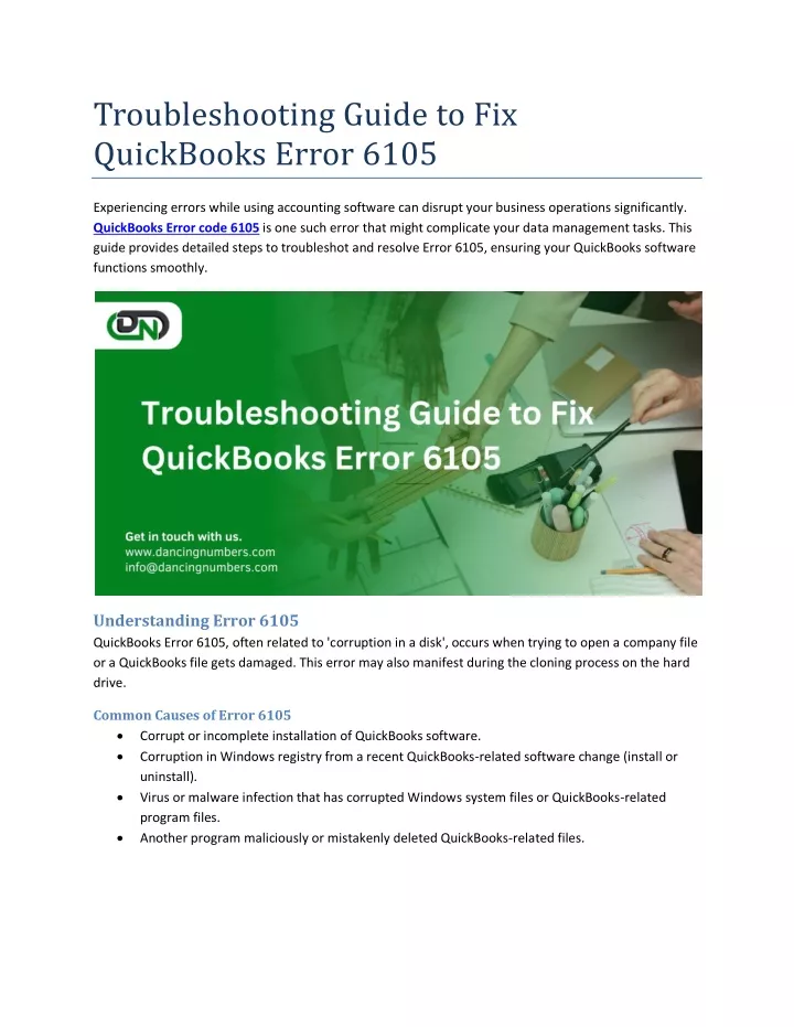 troubleshooting guide to fix quickbooks error 6105