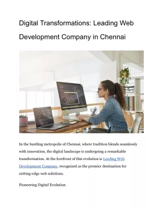 Digital Transformations_ Leading Web Development Company in Chennai