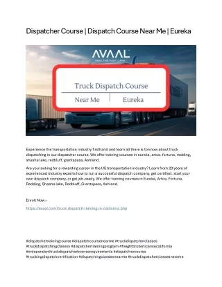 dispatcher course dispatch course near me eureka