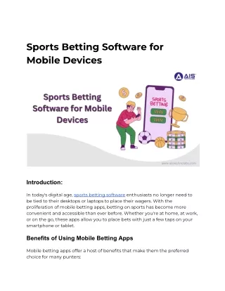 Sports Betting Software for Mobile Devices