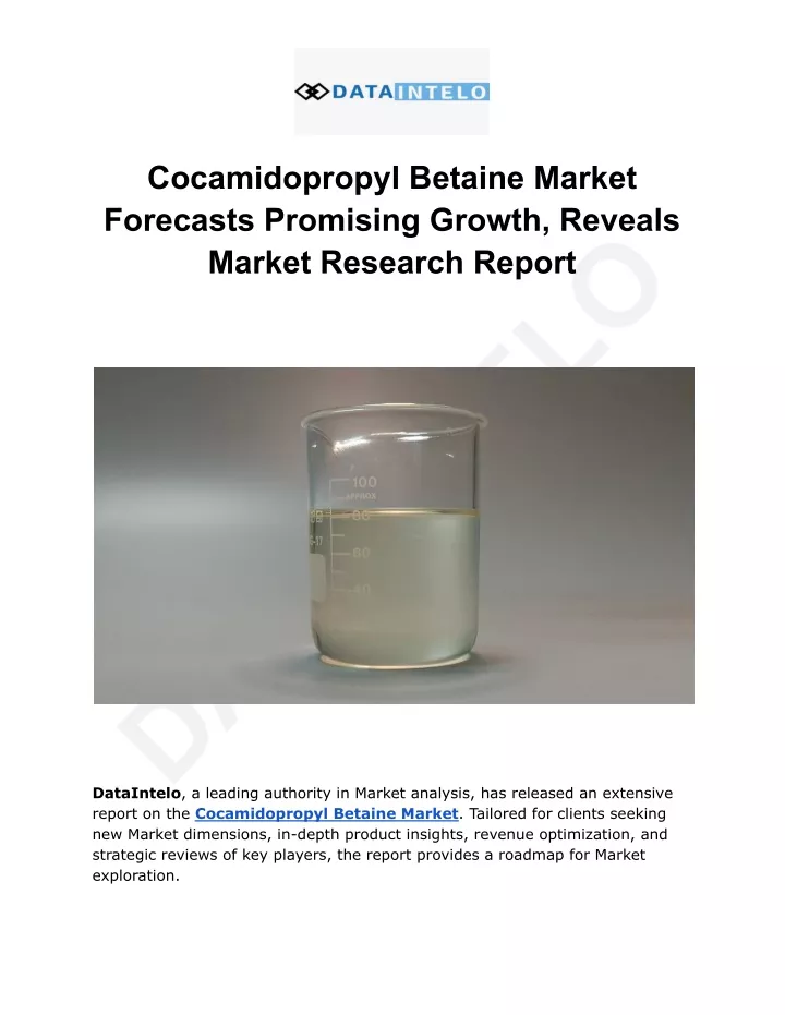 cocamidopropyl betaine market forecasts promising