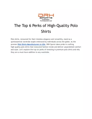 The Top 6 Perks of High-Quality Polo Shirts