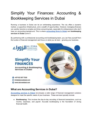 Simplify Your Finances: Accounting & Bookkeeping Services in Dubai