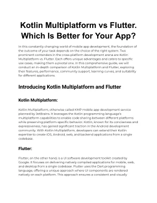 Kotlin Multiplatform vs Flutter. Which Is Better for Your App?