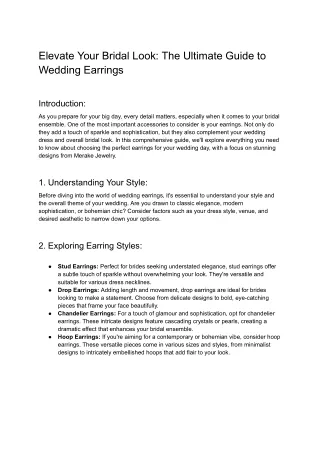 Elevate Your Bridal Look_ The Ultimate Guide to Wedding Earrings
