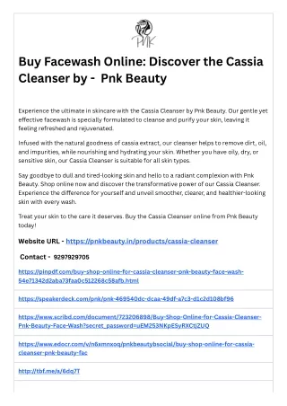 Buy Facewash Online Discover the Cassia Cleanser by -  Pnk Beauty