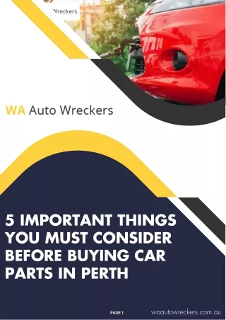 5 Important Things You Must Consider Before Buying Car Parts in Perth