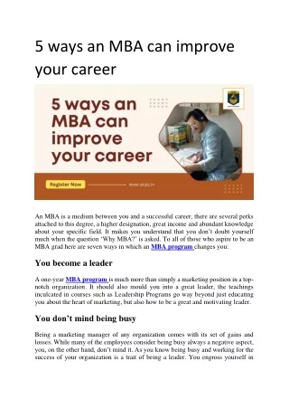 5 ways an MBA can improve your career