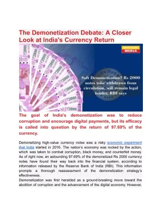 The Demonetization Debate: A Closer Look at India's Currency Return