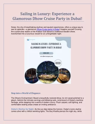 Sailing in Luxury Experience a Glamorous Dhow Cruise Party in Dubai!