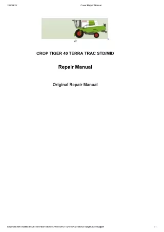 CLAAS CROP TIGER 40 TERRA TRAC STDMID Combines Service Repair Manual Instant Download