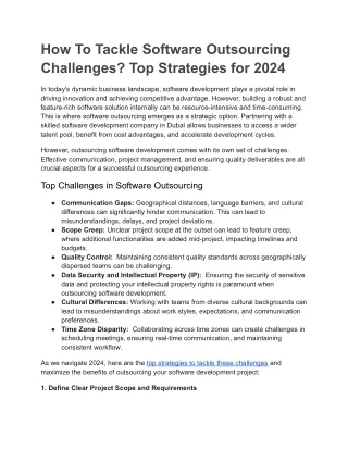 How To Tackle Software Outsourcing Challenges_ Top Strategies for 2024